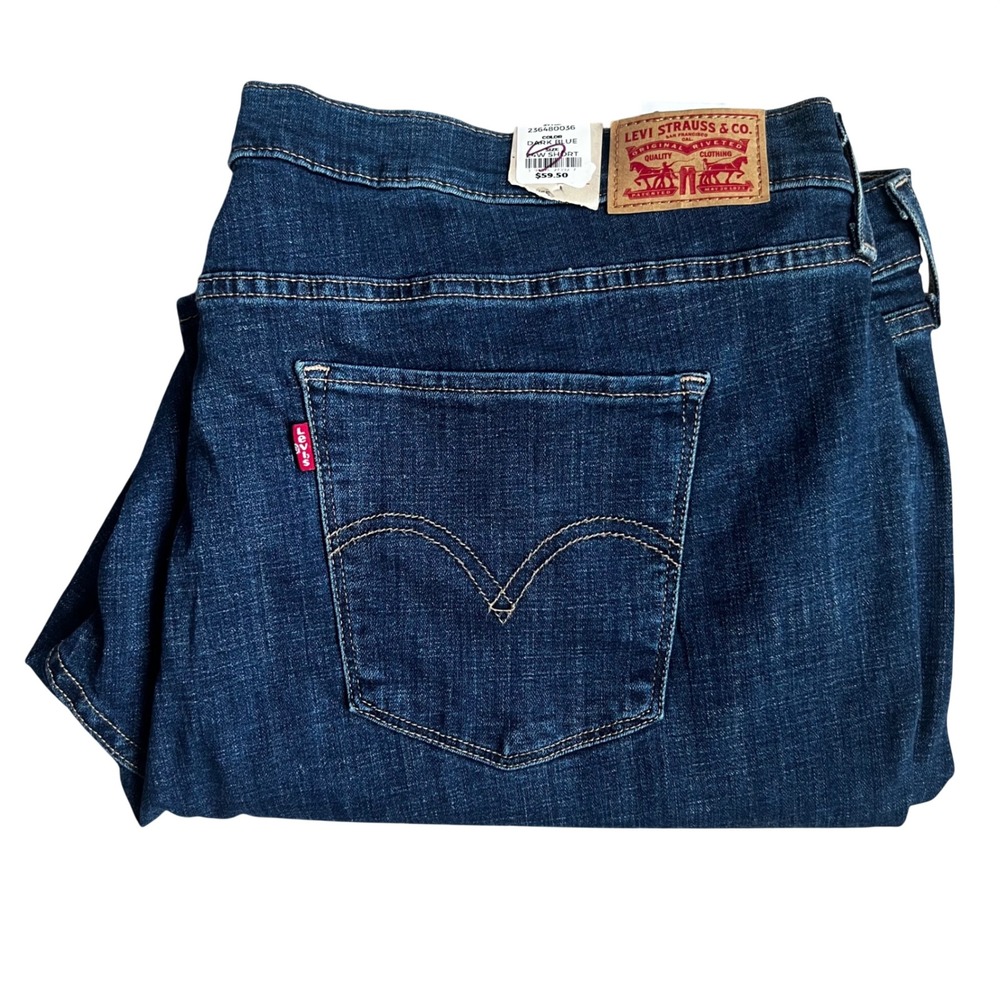 Levis Classic Straight Jeans Dark Blue Wash Plus Size 24W Short 236480036